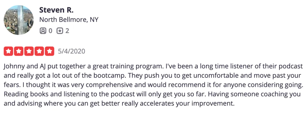 Steven R. Yelp review about coaching program