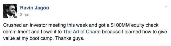 Ravin Jagoo Facebook post about $100M investor meeting