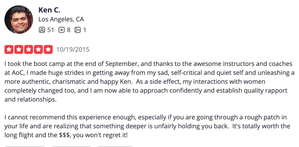 Ken C. Yelp review about authentic transformation