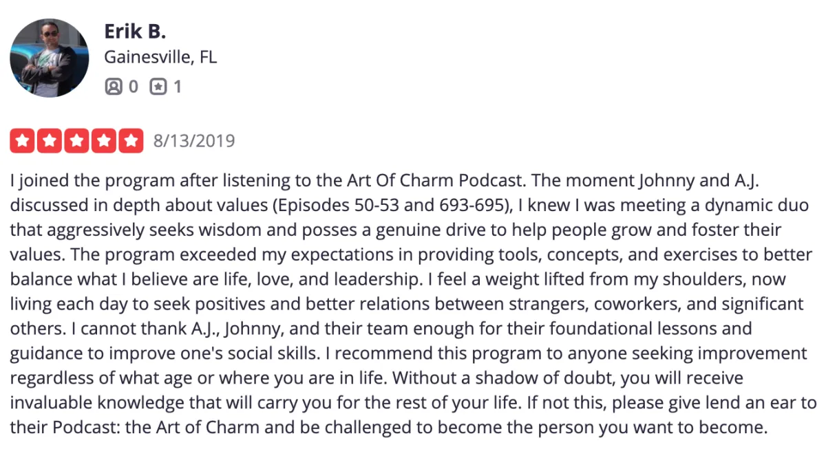 Erik B. Yelp review, exceeded my expectations