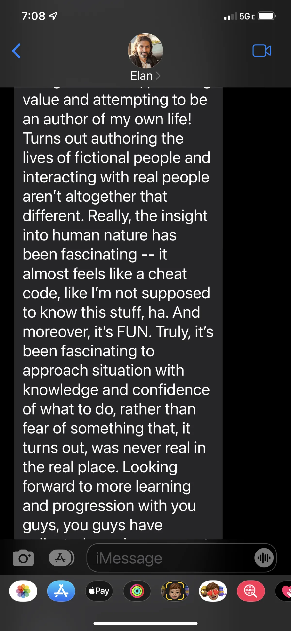 WhatsApp testimonial from XFA member